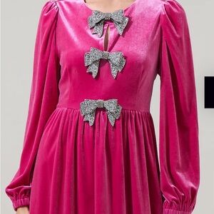Elegant Pink Dress with Silver Bows